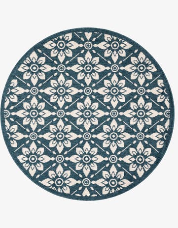 4' x 4' Easy-Clean Trellis Indoor / Outdoor Round Rug