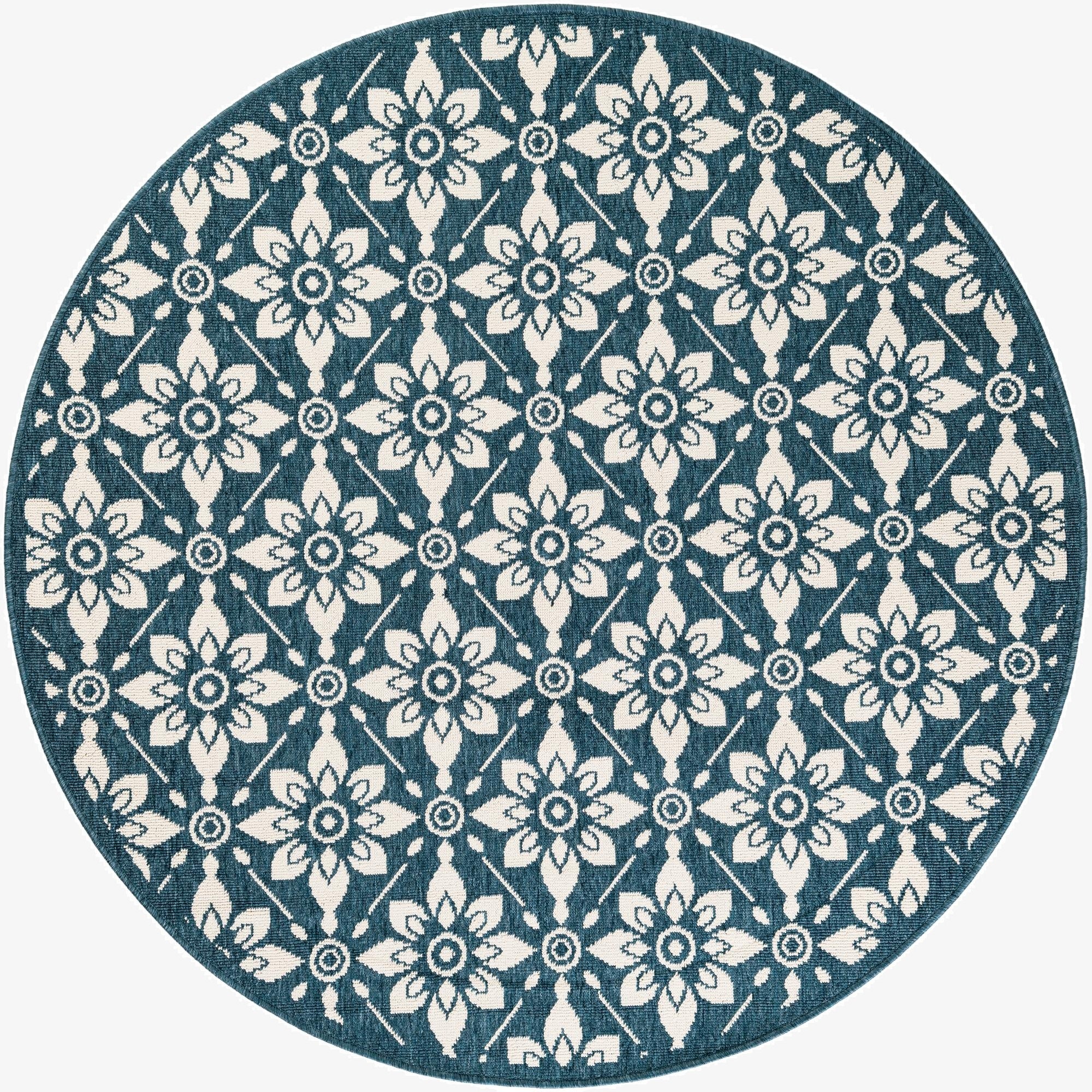 Primary image 5' x 5'  Washable Trellis Indoor / Outdoor Round Rug