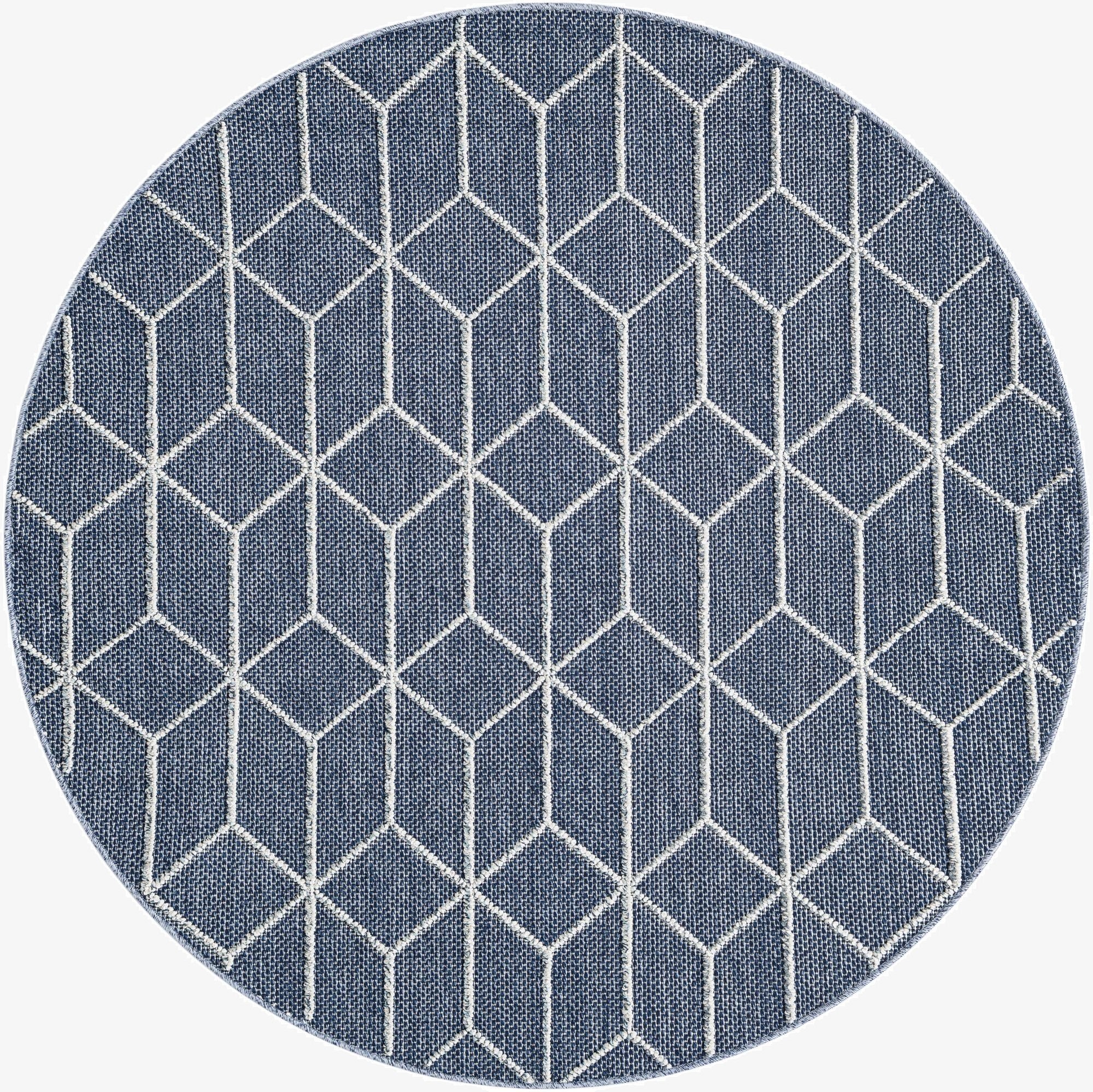 5' 3 x 5' 3  Washable Trellis Indoor / Outdoor Round Rug