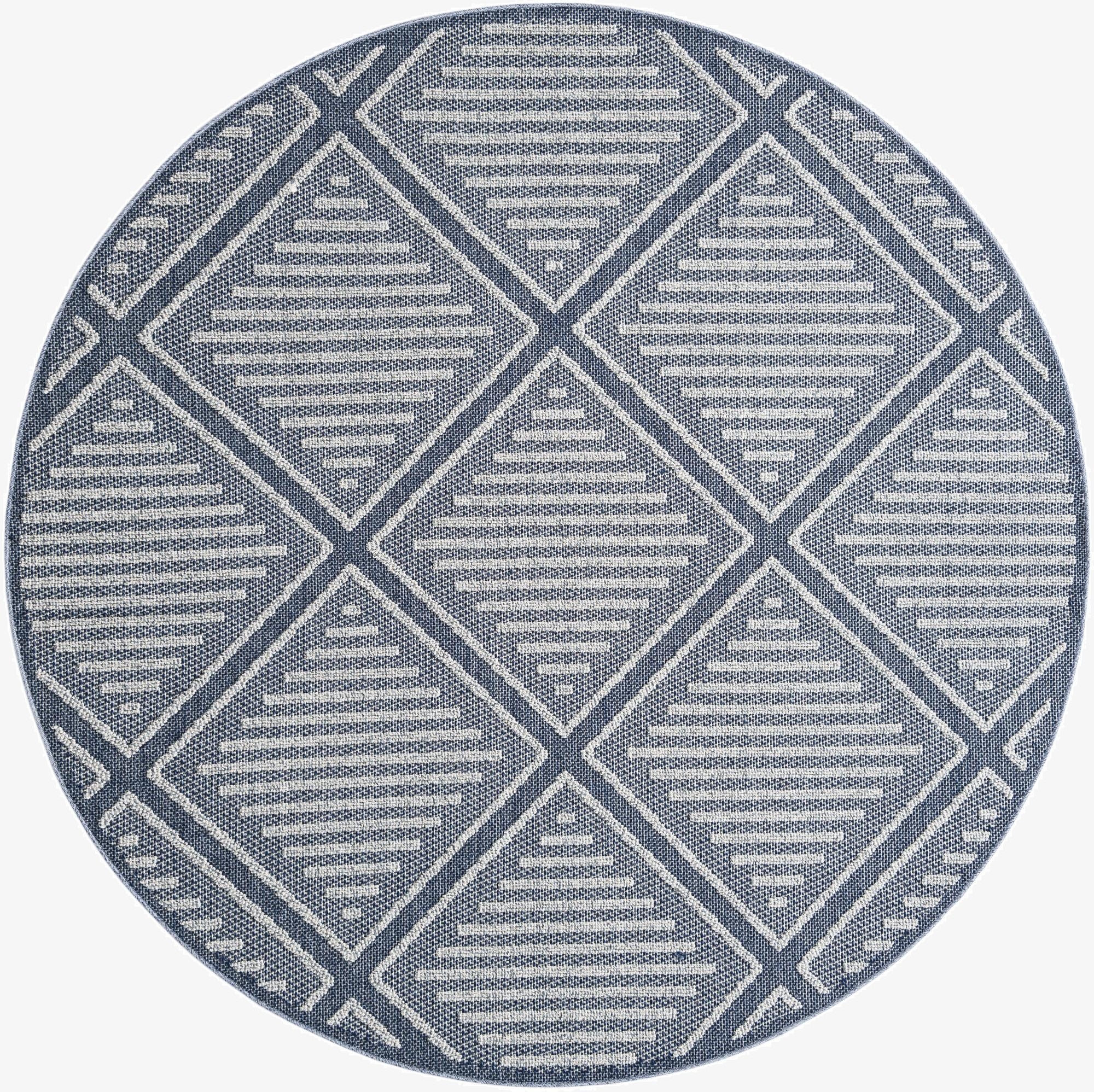 7' 10 x 7' 10  Washable Trellis Indoor / Outdoor Round Rug