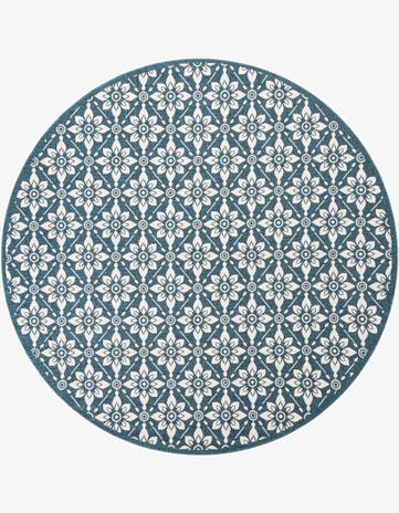 7' 10 x 7' 10 Easy-Clean Trellis Indoor / Outdoor Round Rug