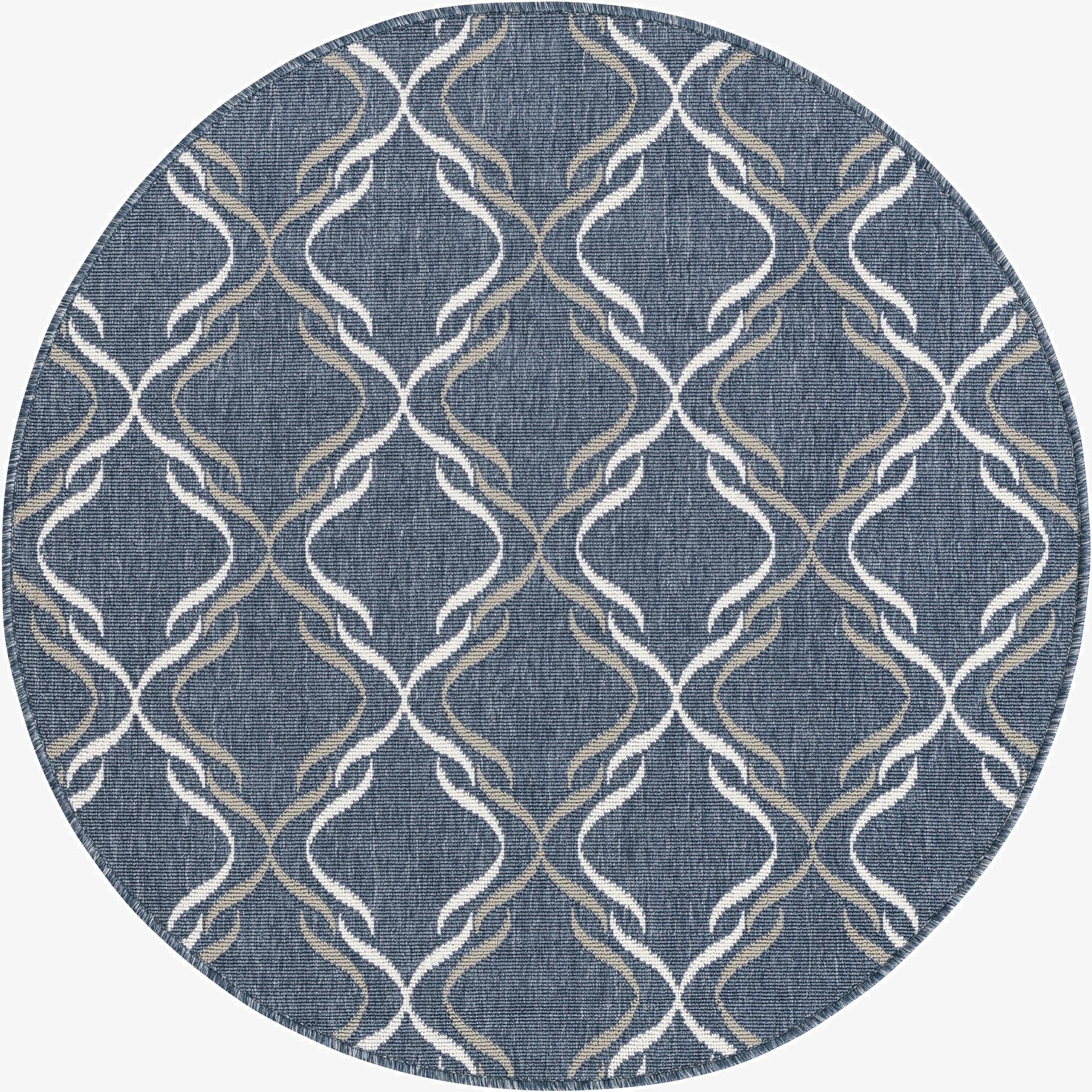 4' x 4'  Washable Trellis Indoor / Outdoor Round Rug