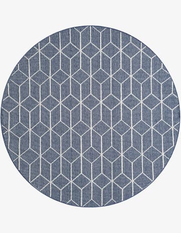 7' 10 x 7' 10 Easy-Clean Trellis Indoor / Outdoor Round Rug
