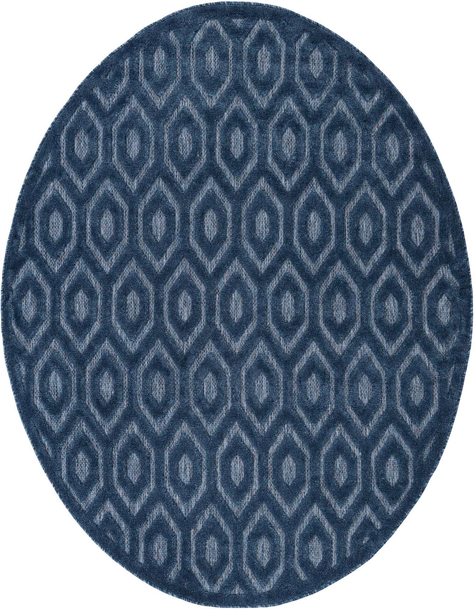 7' x 7' Easy-Clean Trellis Textured Indoor / Outdoor Round Rug