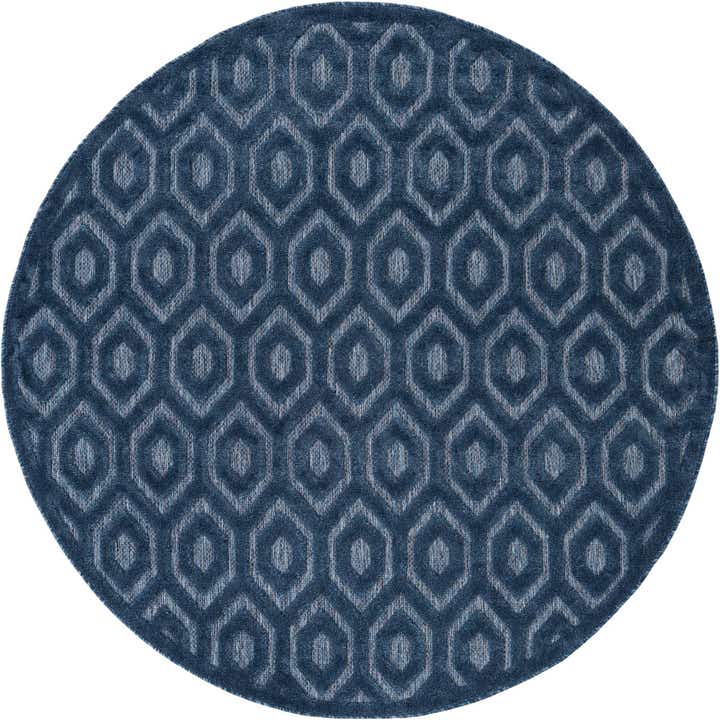 7' x 7' Easy-Clean Trellis Textured Indoor / Outdoor Round Rug