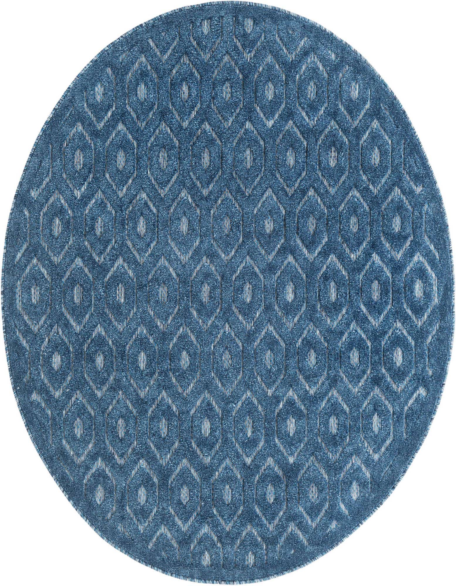 5' 3 x 5' 3 Easy-Clean Trellis Textured Indoor / Outdoor Round Rug