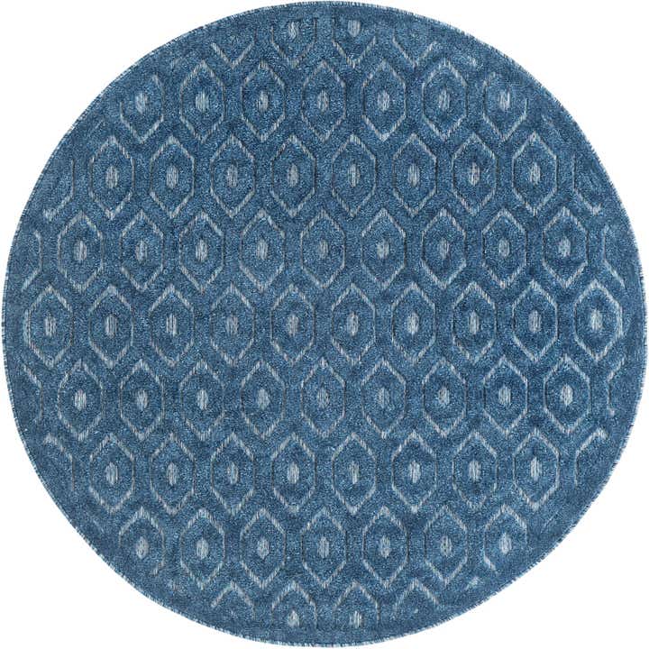 5' 3 x 5' 3 Easy-Clean Trellis Textured Indoor / Outdoor Round Rug