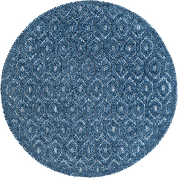 Detail image of 5' 3 x 5' 3 Easy-Clean Trellis Textured Indoor / Outdoor Round Rug