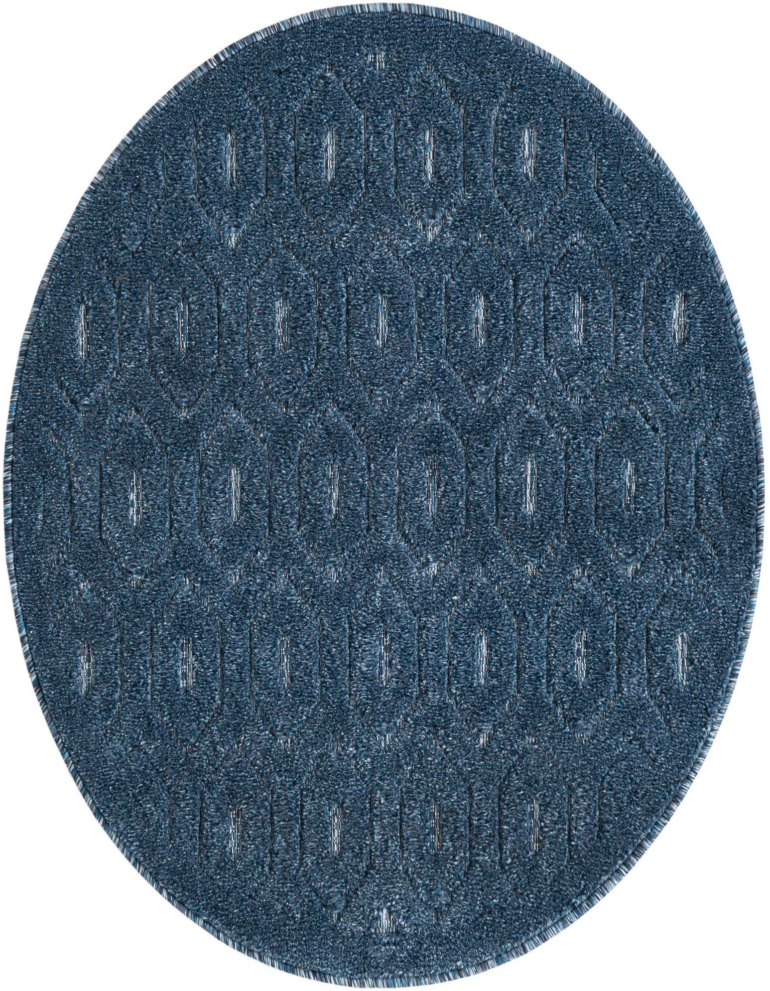 3' x 3' Easy-Clean Trellis Textured Indoor / Outdoor Round Rug