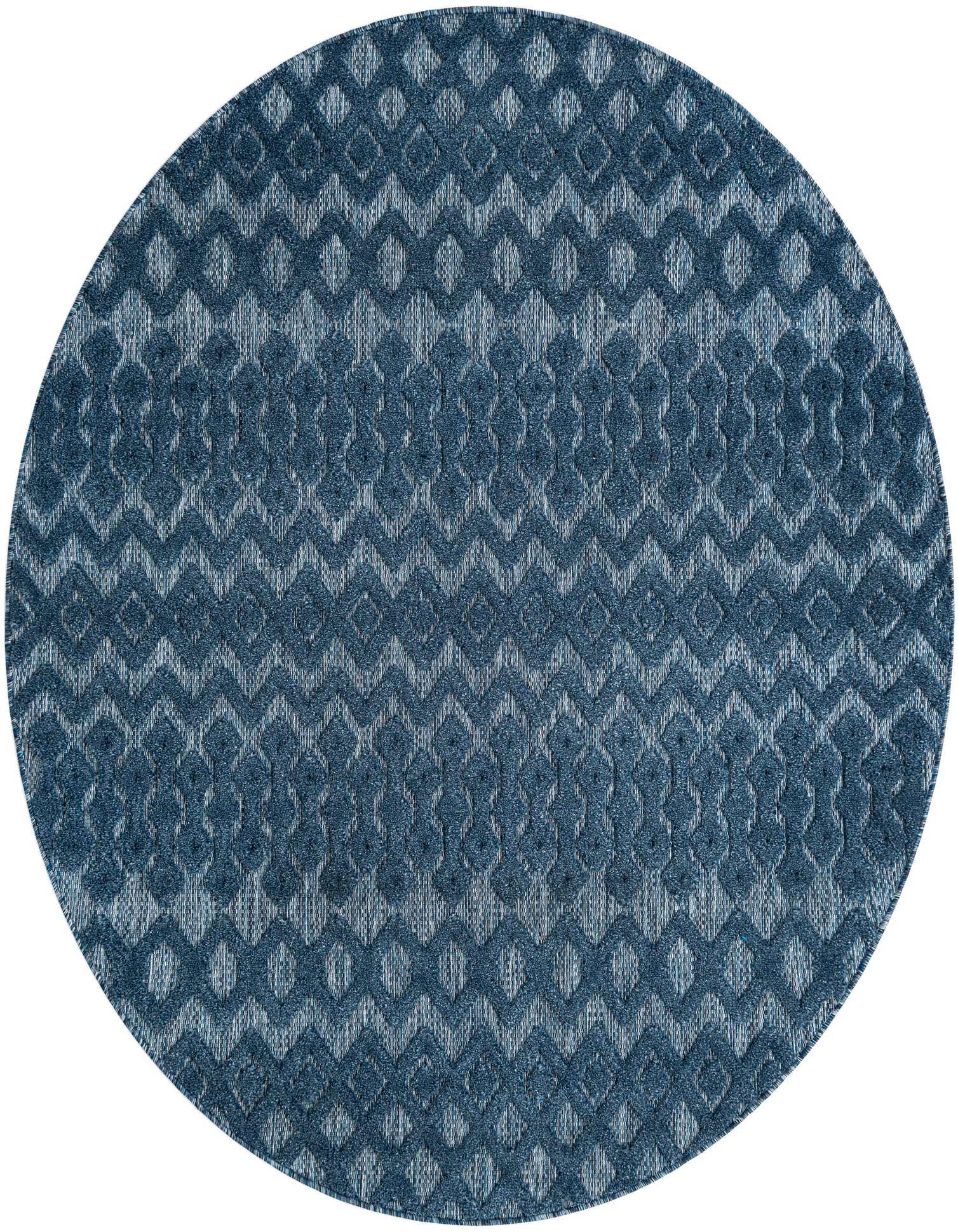 7' x 7' Easy-Clean Trellis Textured Indoor / Outdoor Round Rug