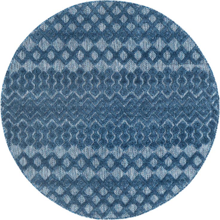 Detail image of 5' 3 x 5' 3 Easy-Clean Trellis Textured Indoor / Outdoor Round Rug