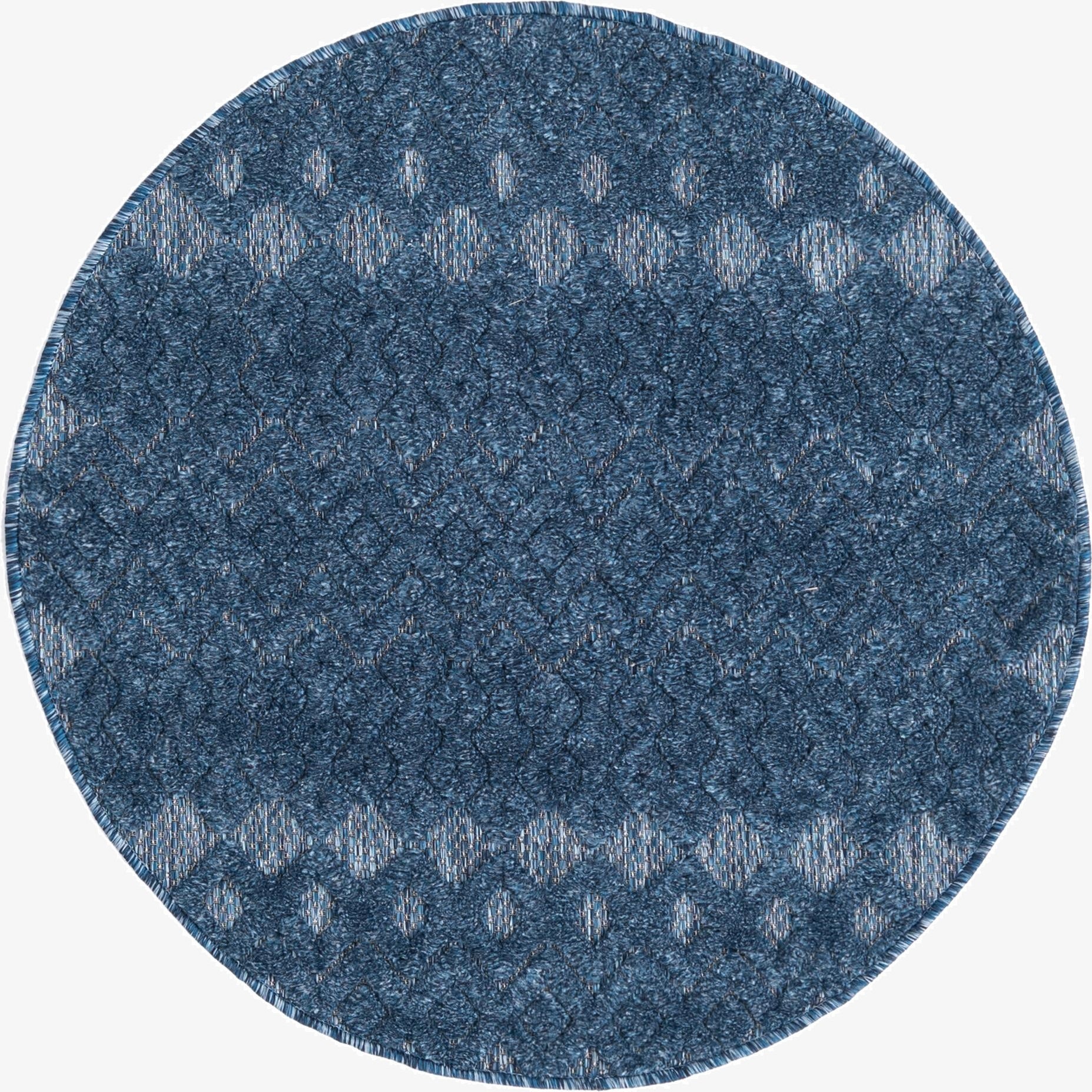 3' x 3'  Washable Trellis Textured Indoor / Outdoor Round Rug