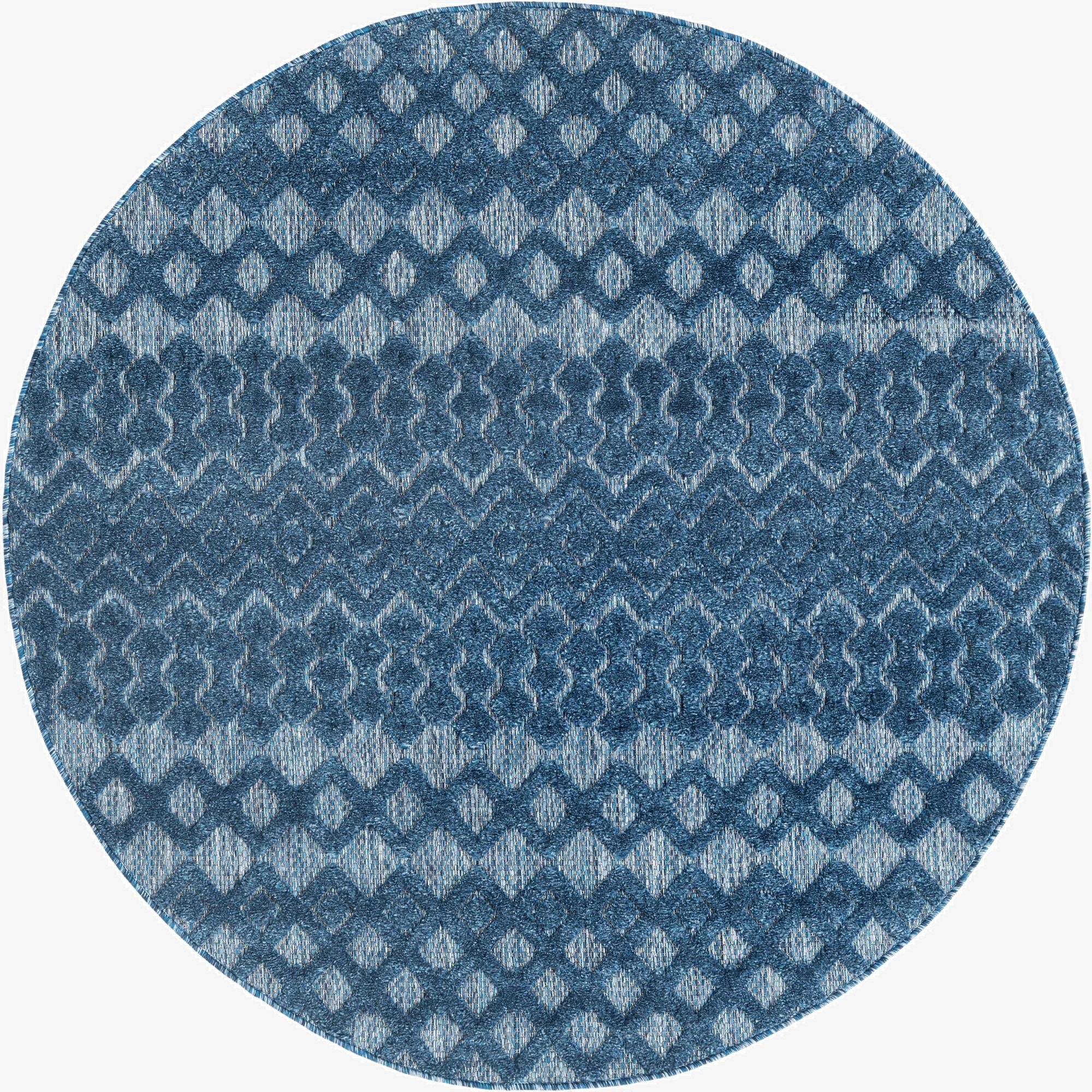 5' 3 x 5' 3  Washable Trellis Textured Indoor / Outdoor Round Rug