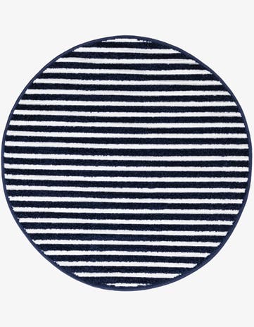 Navy Blue Easy-Clean Sabrina Soto Indoor / Outdoor Round Rug