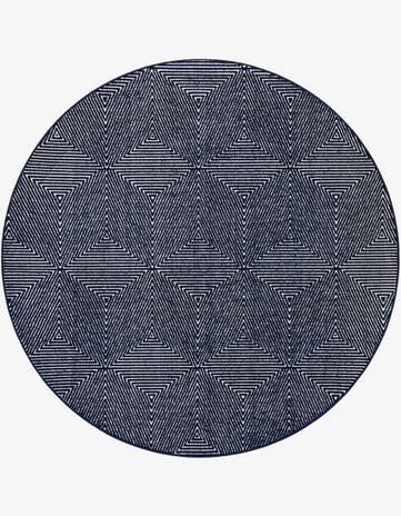 Navy Blue Easy-Clean Sabrina Soto Indoor / Outdoor Round Rug