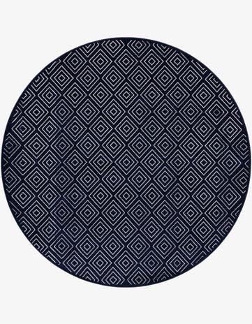 Navy Blue Easy-Clean Sabrina Soto Indoor / Outdoor Round Rug