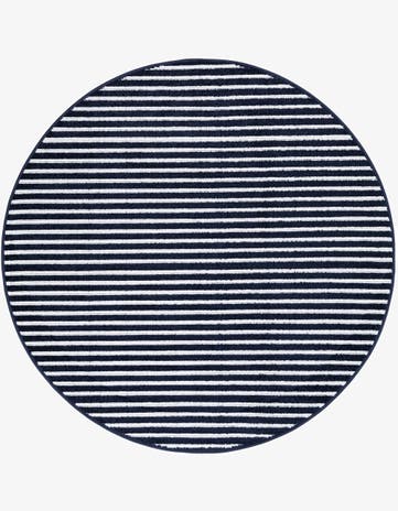 Navy Blue Easy-Clean Sabrina Soto Indoor / Outdoor Round Rug