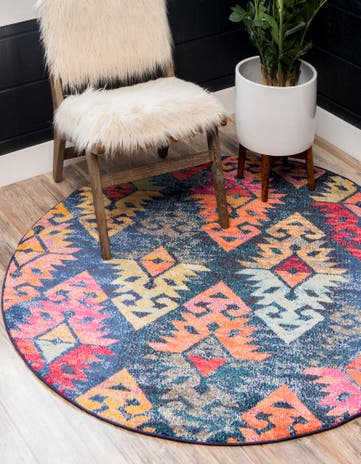 8' x 8' Washable Santa Fe Round Rug