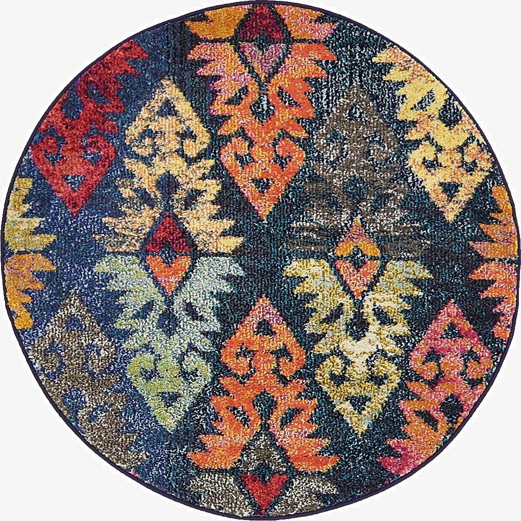3' 3 x 3' 3  Washable Santa Fe Round Rug