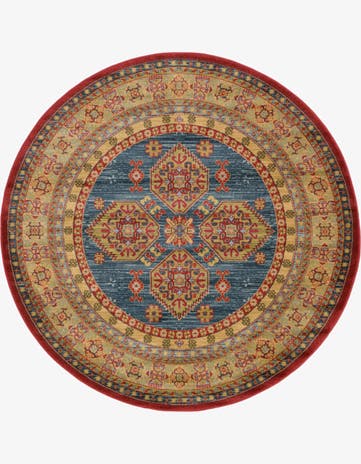 Navy Blue Serapi Round Rug