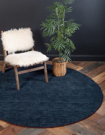 6' 7 x 6' 7 Hand Knotted Solid Gabbeh Wool Round Rug