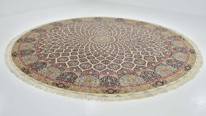 12' 10 x 12' 10 Hand Knotted Tabriz Persian Round Rug