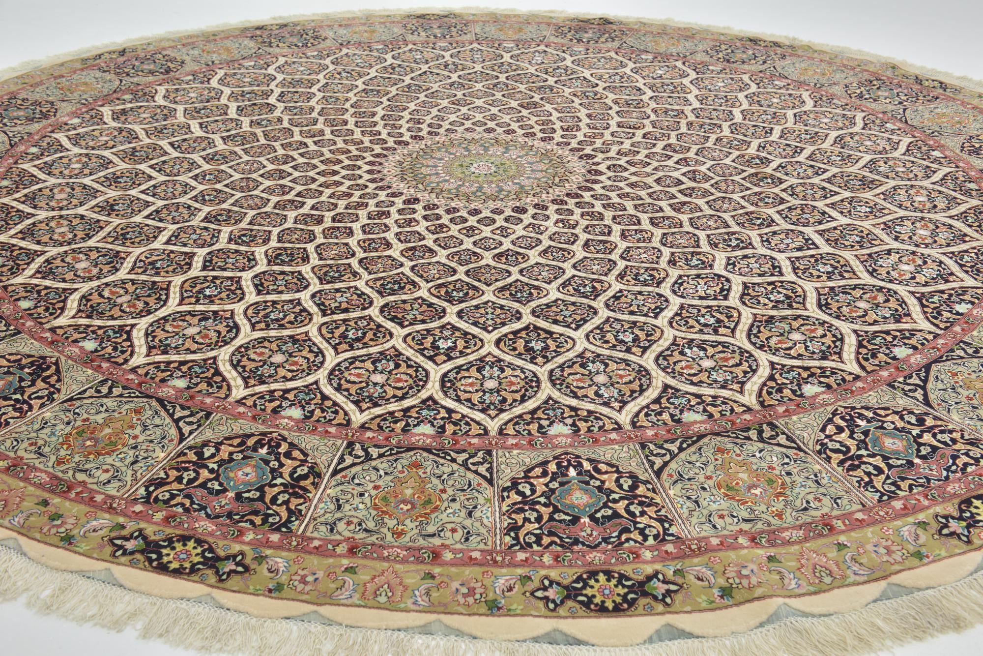 12' 10 x 12' 10 Hand Knotted Tabriz Persian Round Rug