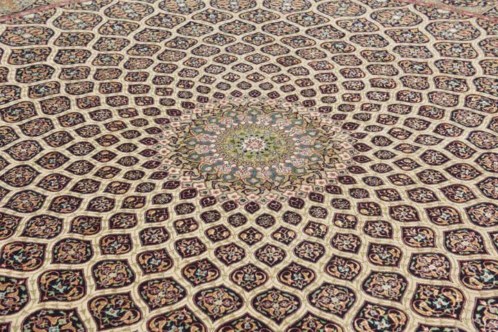 12' 10 x 12' 10 Hand Knotted Tabriz Persian Round Rug