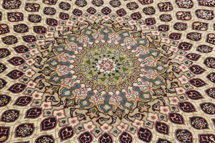 12' 10 x 12' 10 Hand Knotted Tabriz Persian Round Rug
