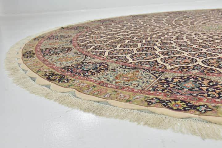 12' 10 x 12' 10 Hand Knotted Tabriz Persian Round Rug