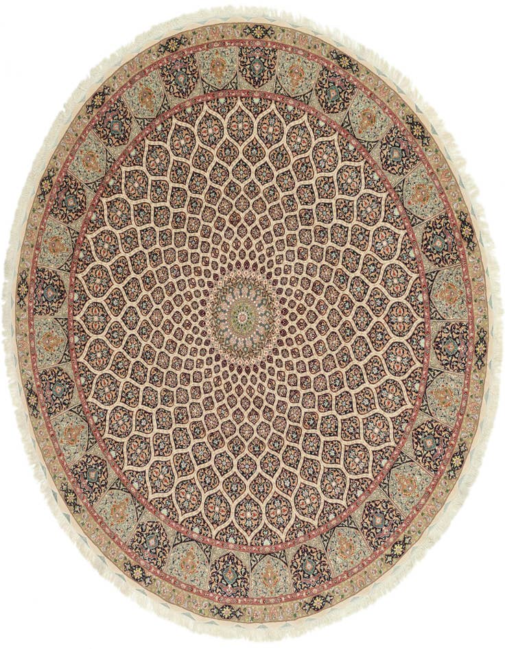 Detail image of 12' 10 x 12' 10 Hand Knotted Tabriz Persian Round Rug