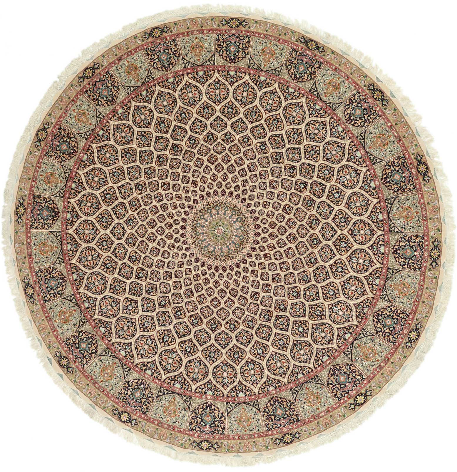12' 10 x 12' 10 Hand Knotted Tabriz Persian Round Rug