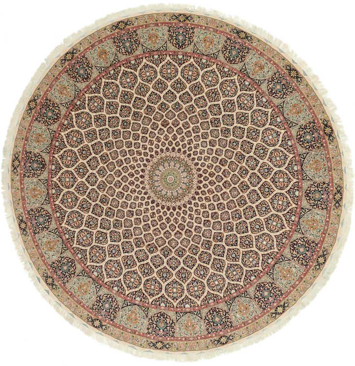12' 10 x 12' 10 Hand Knotted Tabriz Persian Round Rug