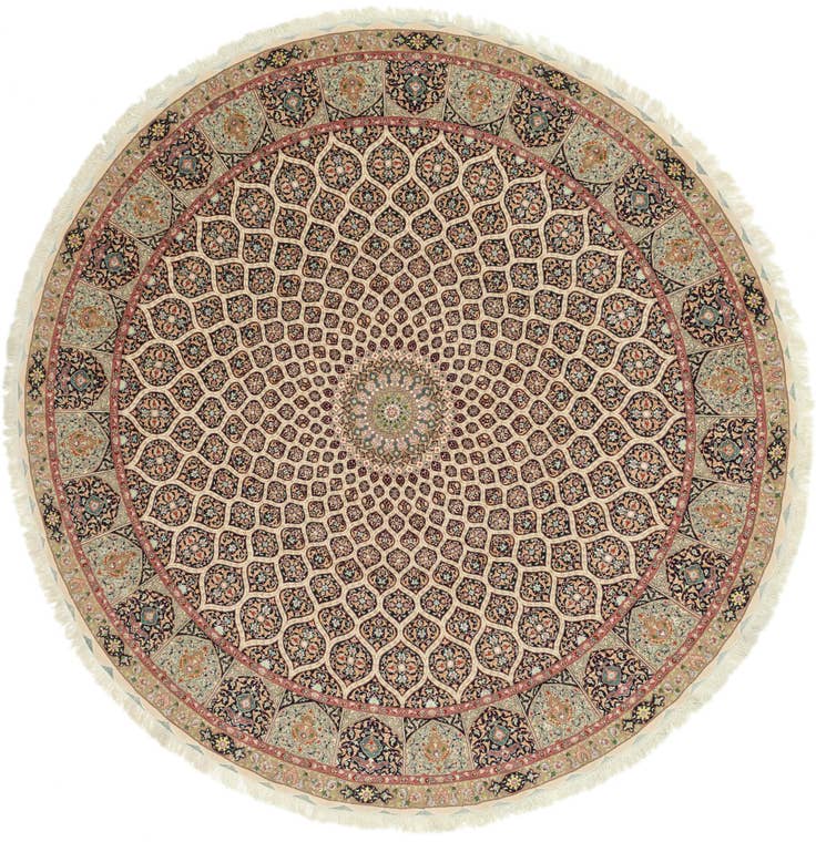 Detail image of 12' 10 x 12' 10 Hand Knotted Tabriz Persian Round Rug