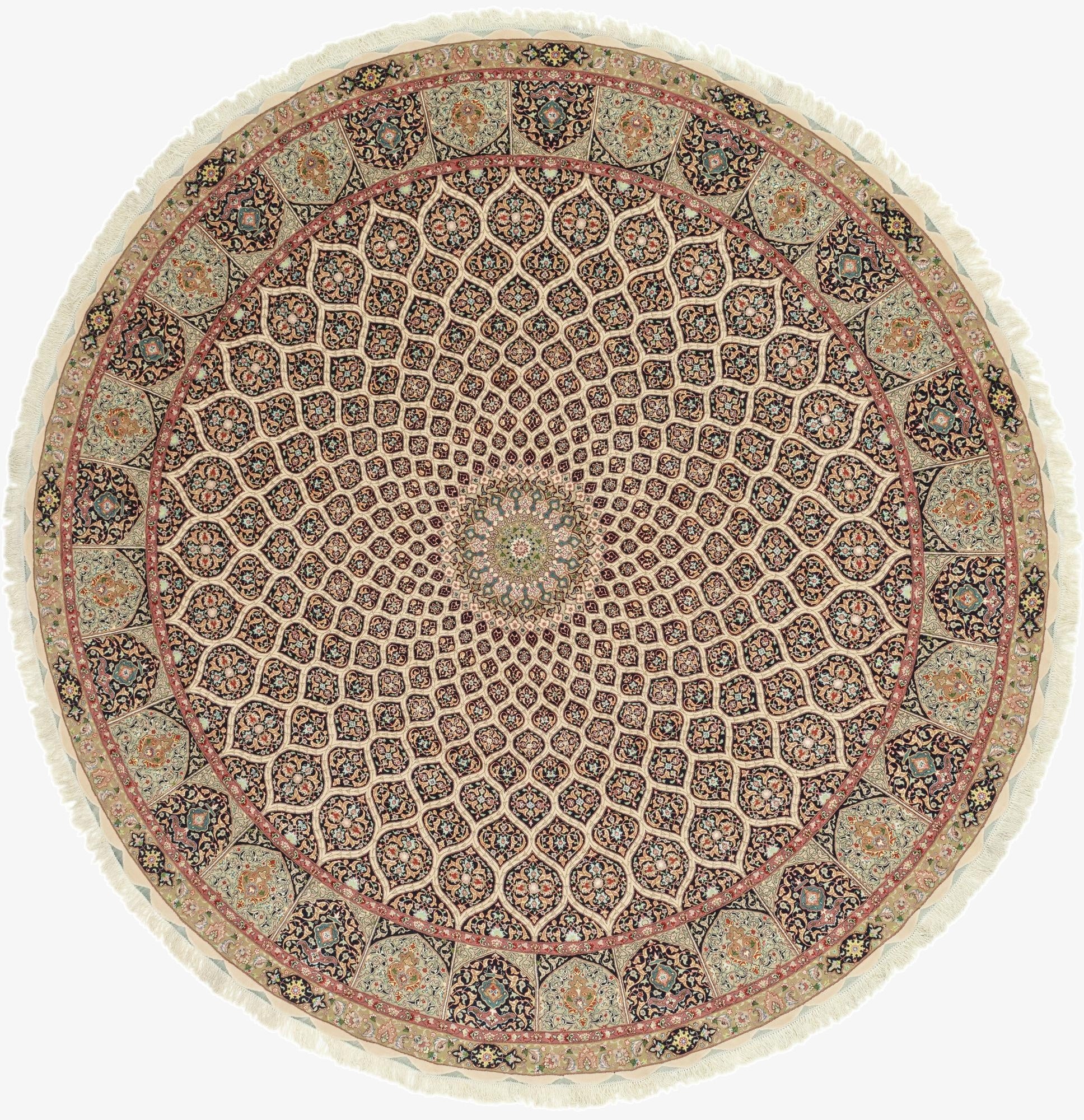12' 10 x 12' 10  Hand Knotted Tabriz Persian Round Rug