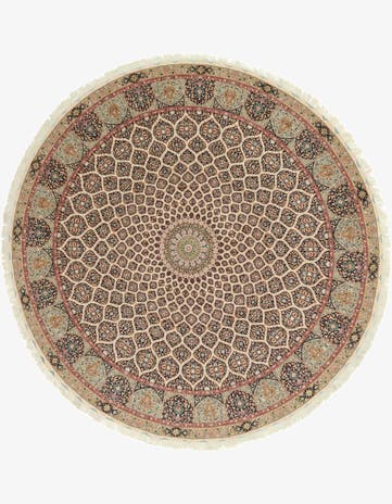 12' 10 x 12' 10 Hand Knotted Tabriz Persian Round Rug