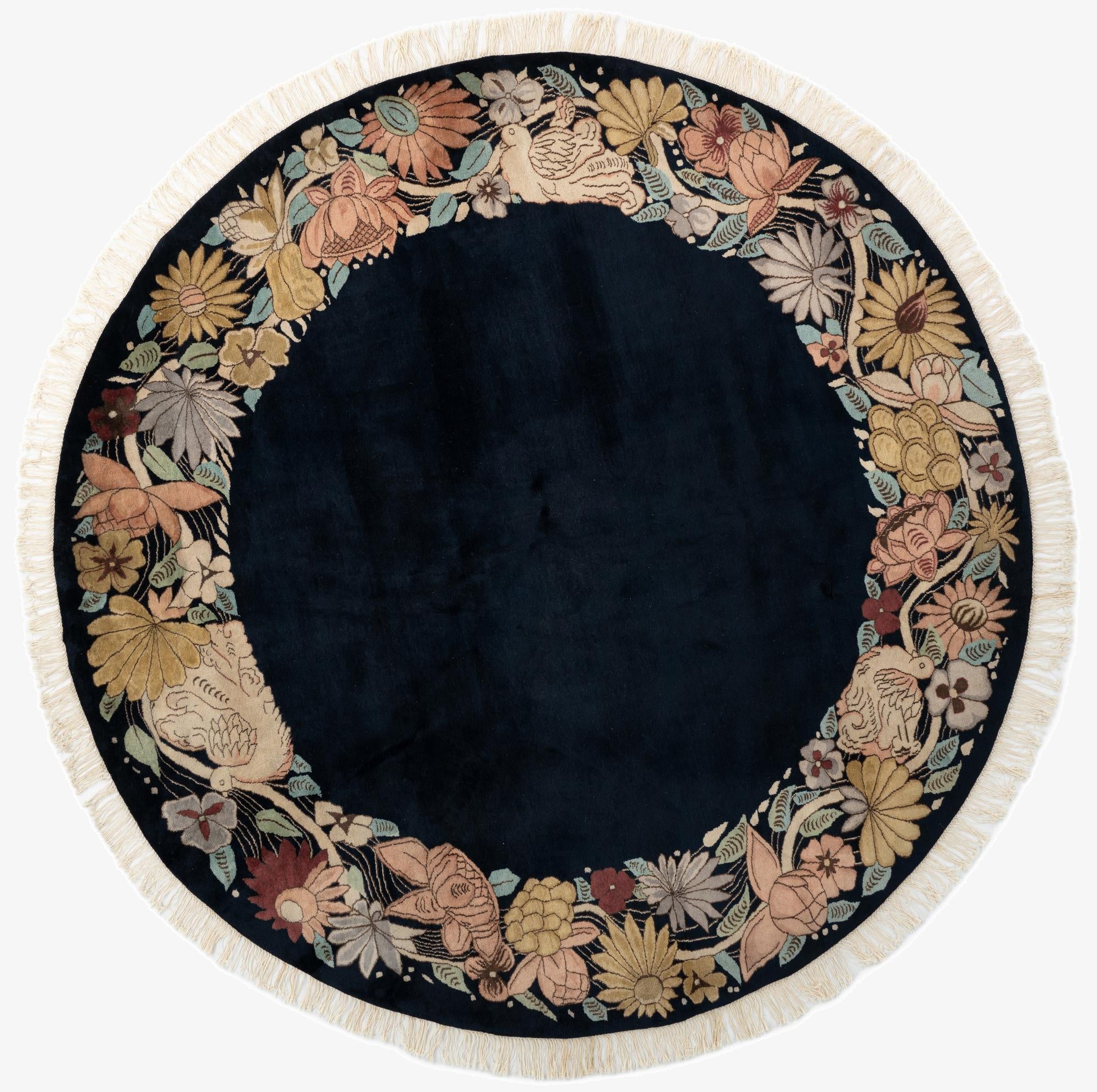 6' 7 x 6' 7  Hand Knotted Tibet Oriental Wool Round Rug