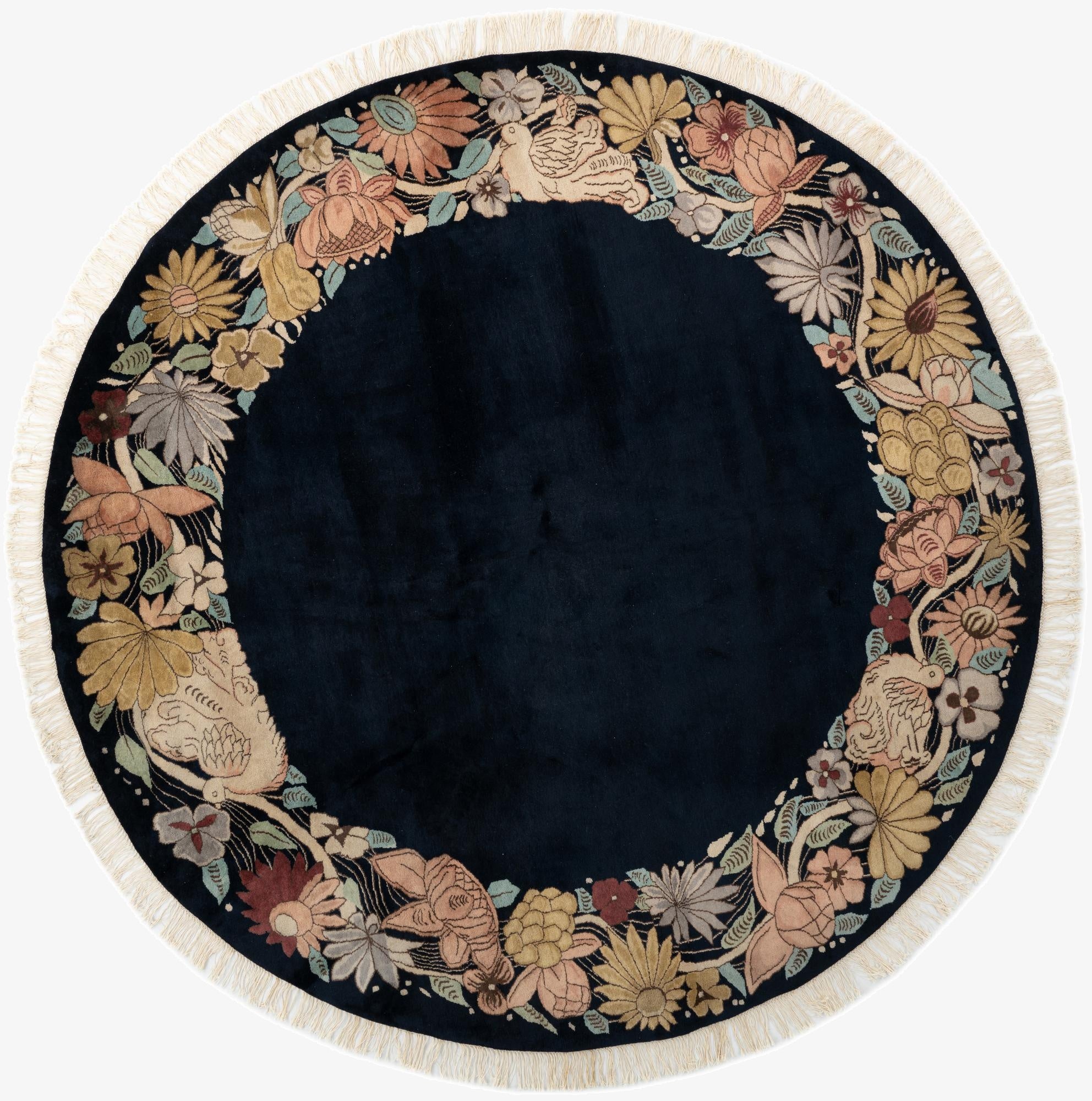 8' 9 x 8' 9  Hand Knotted Tibet Oriental Wool Round Rug