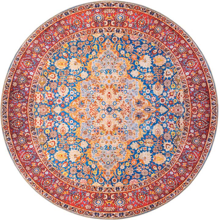 7' 7 x 7' 7 Washable Timeless Round Rug