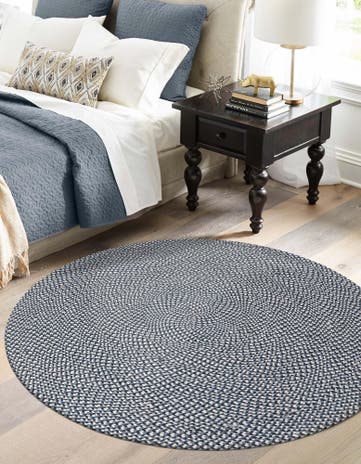 2' x 2' Handmade Tweed Braided Jute Round Rug