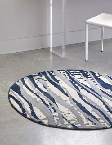 Navy Blue Vince Camuto Round Rug