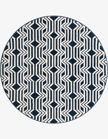 Navy Blue Vince Camuto Round Rug
