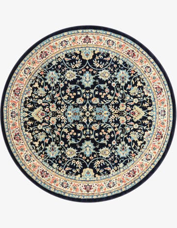 Navy Blue Yasmin Round Rug