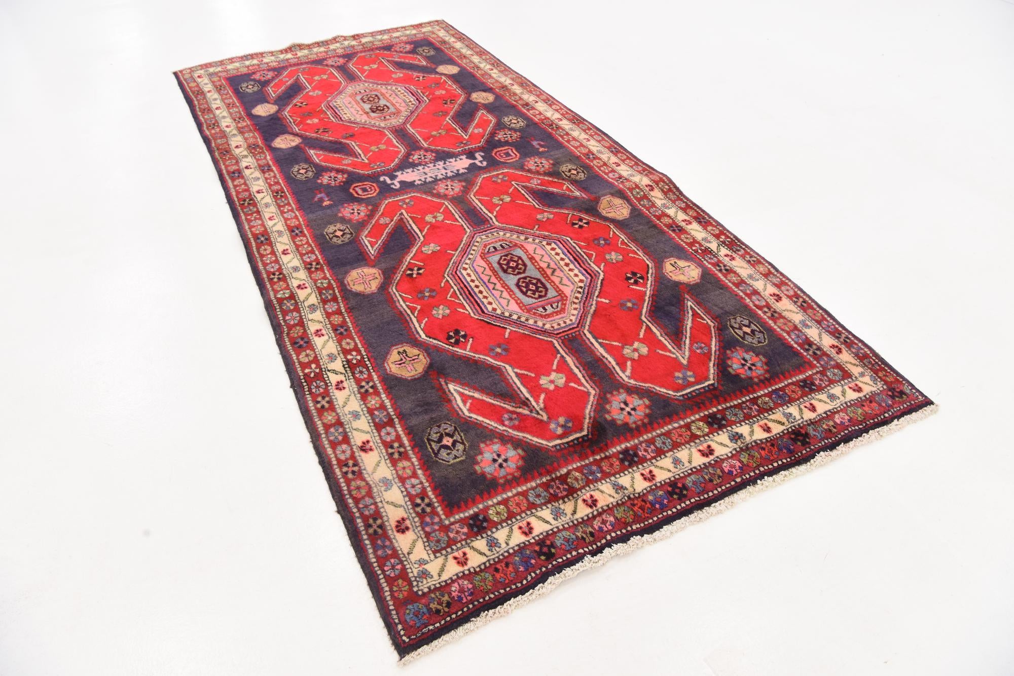 4' 5 x 9' 9 Hand Knotted Ardabil Persian Wool Runner Rug
