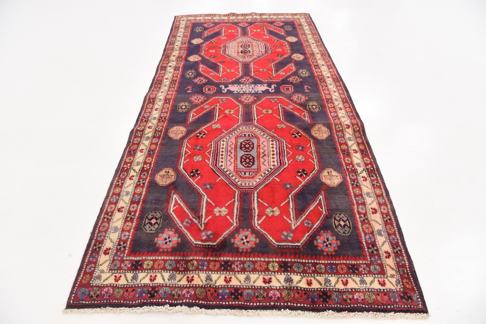 4' 5 x 9' 9 Hand Knotted Ardabil Persian Wool Runner Rug