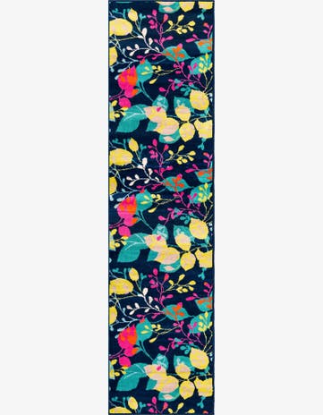 Navy Blue Azalea Runner Rug