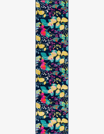 Navy Blue Azalea Runner Rug