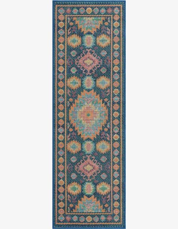Navy Blue Easy-Clean Baja Indoor / Outdoor Runner Rug