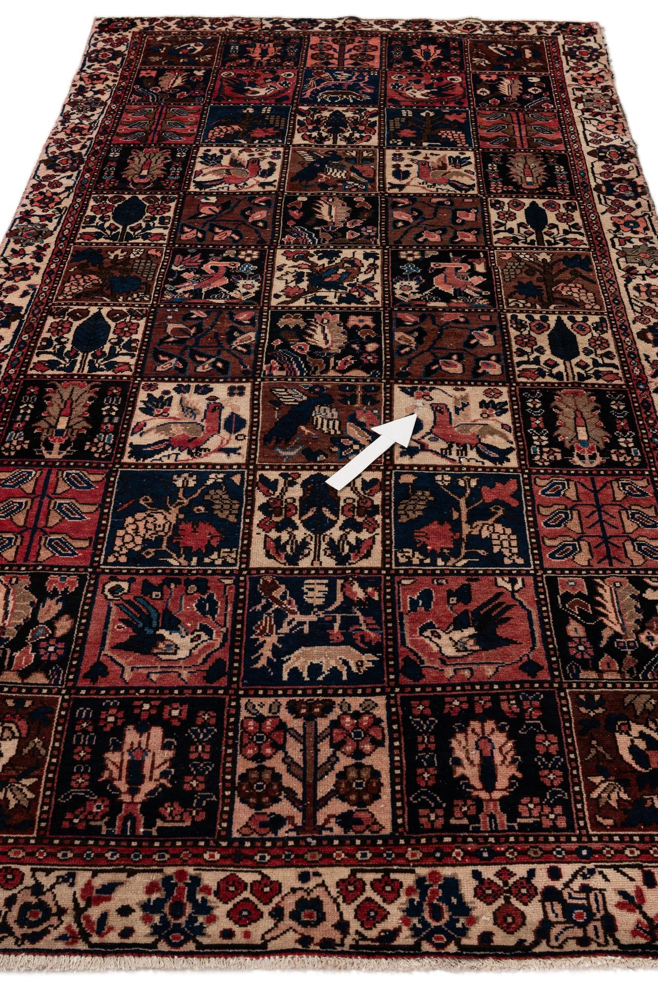 5' 1 x 9' 7 Hand Knotted Bakhtiar Persian Wool Runner Rug