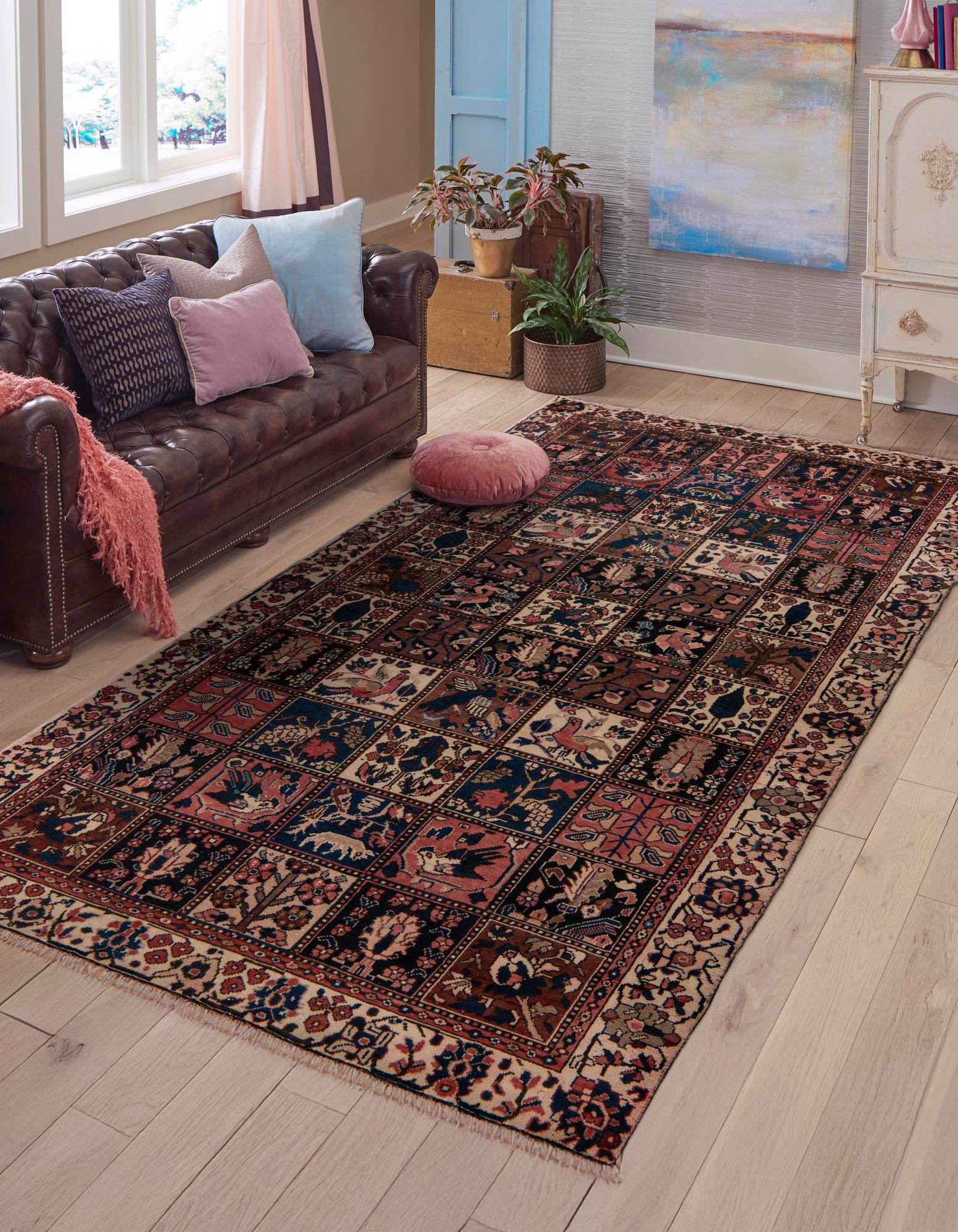 5' 1 x 9' 7 Hand Knotted Bakhtiar Persian Wool Runner Rug